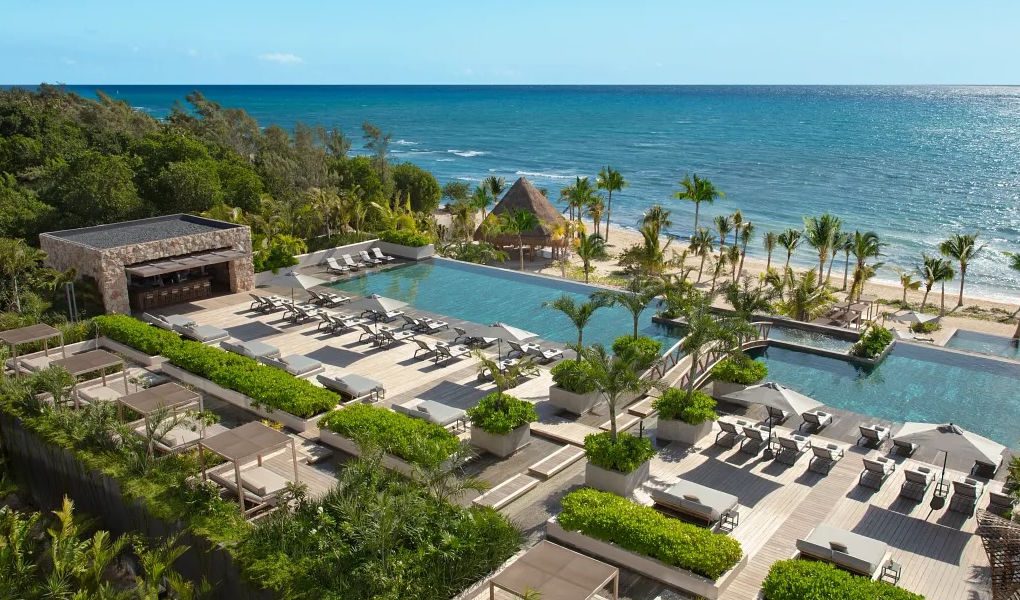 Main pool, rooftop at Impression Moxché resort in Playa Del Carmen, Mexico. A luxury all-inclusive resort