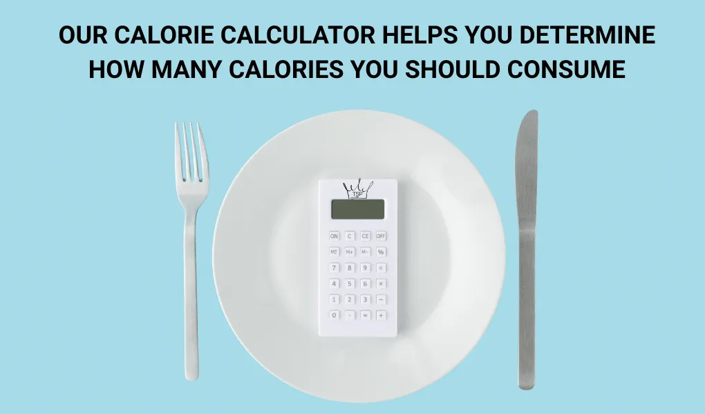 Image of plate with a calculator on top and a fork and knife on each side.